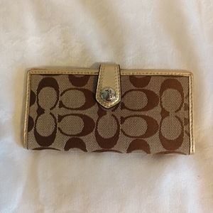 Coach monogram signature C brown bill card wallet